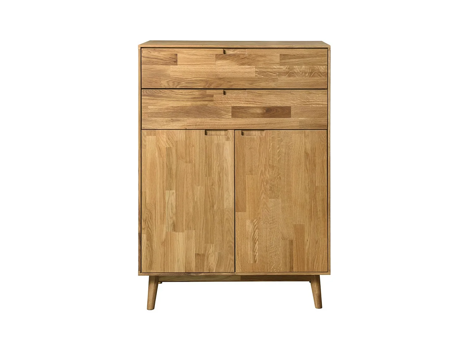 Commode en bois de chêne massif 2 portes 2 tiroirs Kundy 80cm