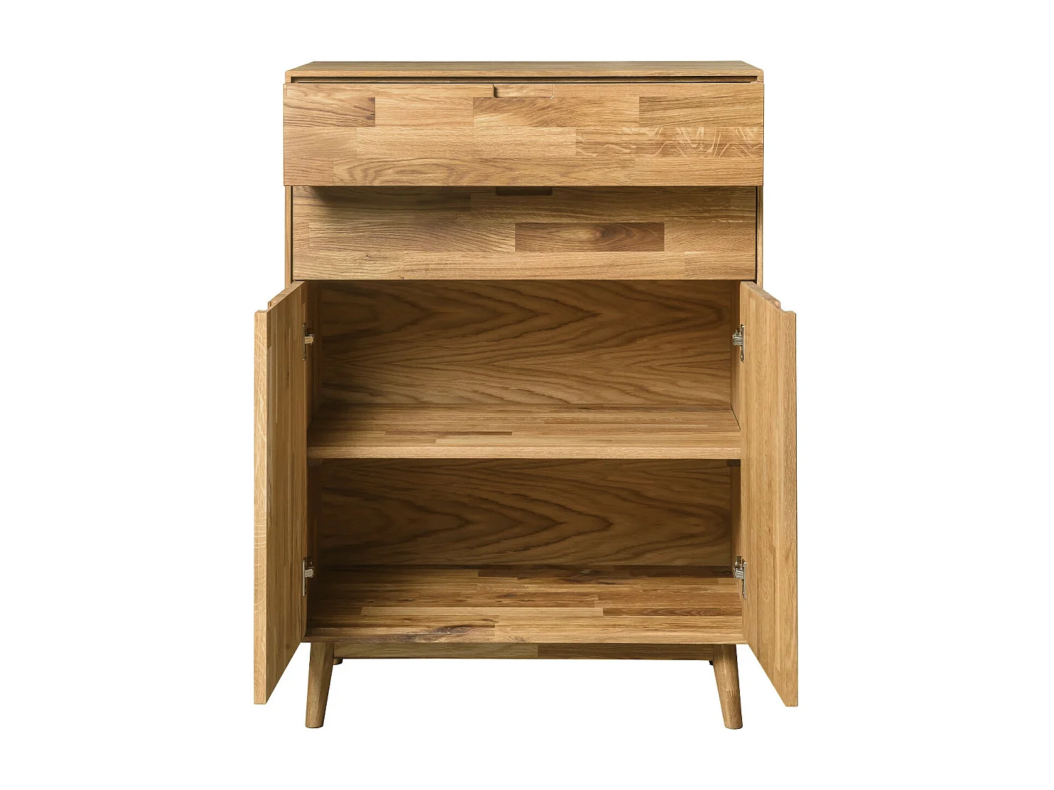 Cómoda Kundy madera maciza de roble 2 puertas 2 cajones 80 cm