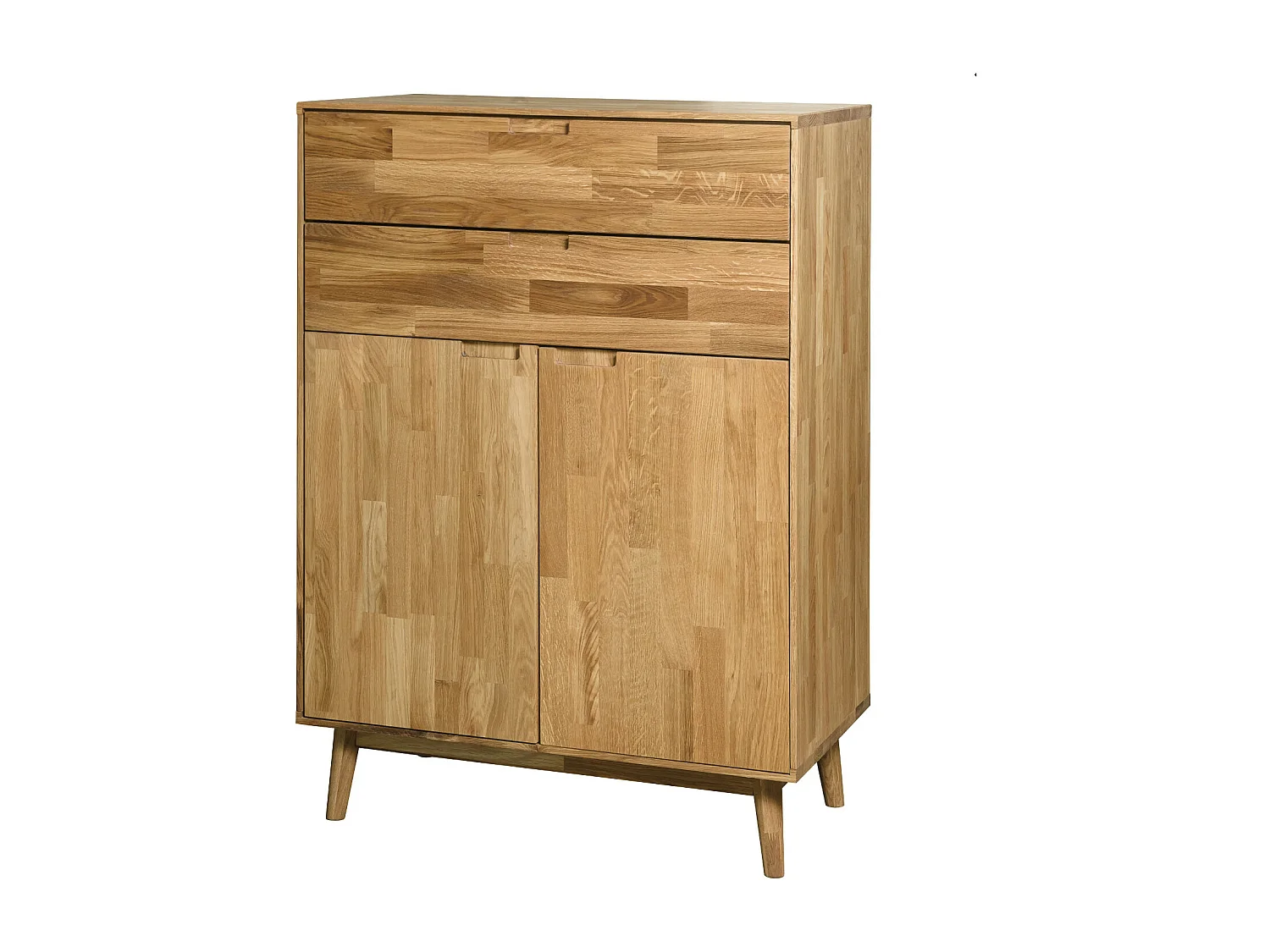 Cómoda Kundy madera maciza de roble 2 puertas 2 cajones 80 cm