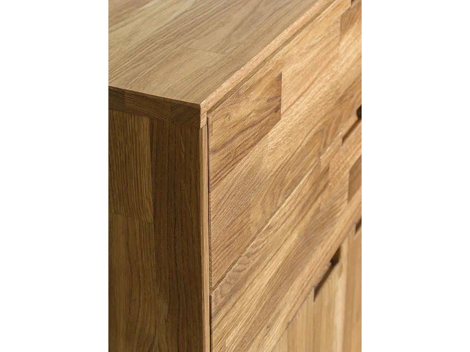 Cómoda Kundy madera maciza de roble 2 puertas 2 cajones 80 cm