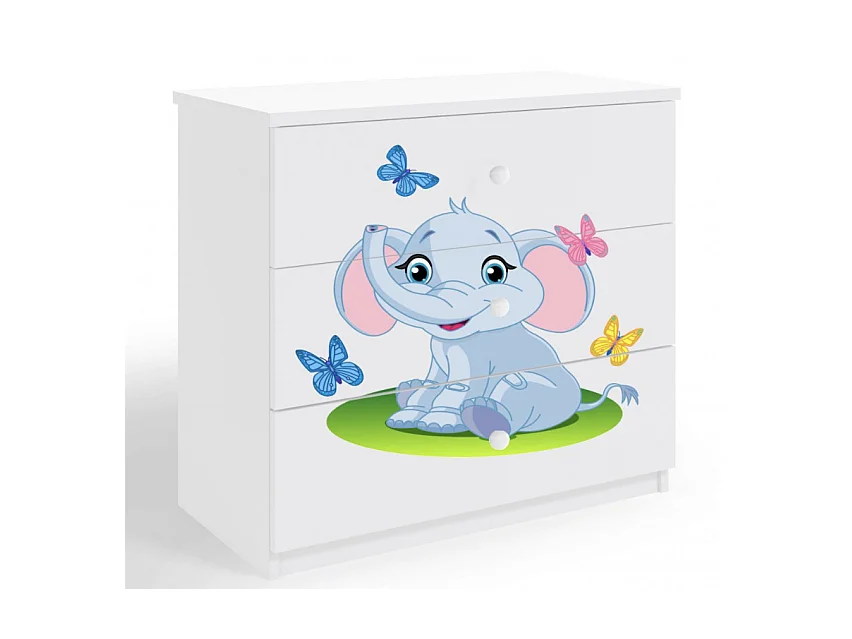 Commode enfant blanche petit éléphant 80cm