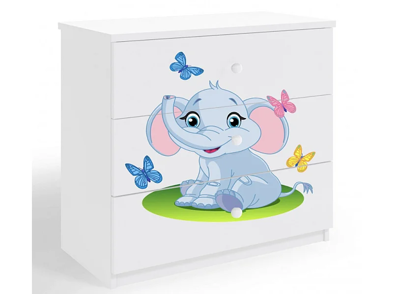 Commode enfant blanche petit éléphant 80cm