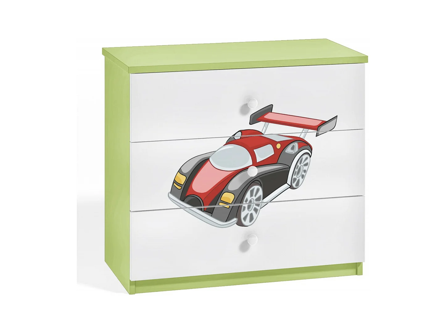 Commode enfant verte automobile 80cm