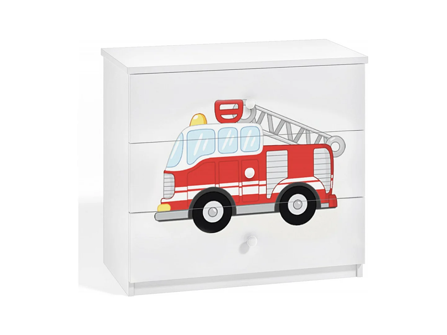 Commode enfant blanche camion de pompier 80cm