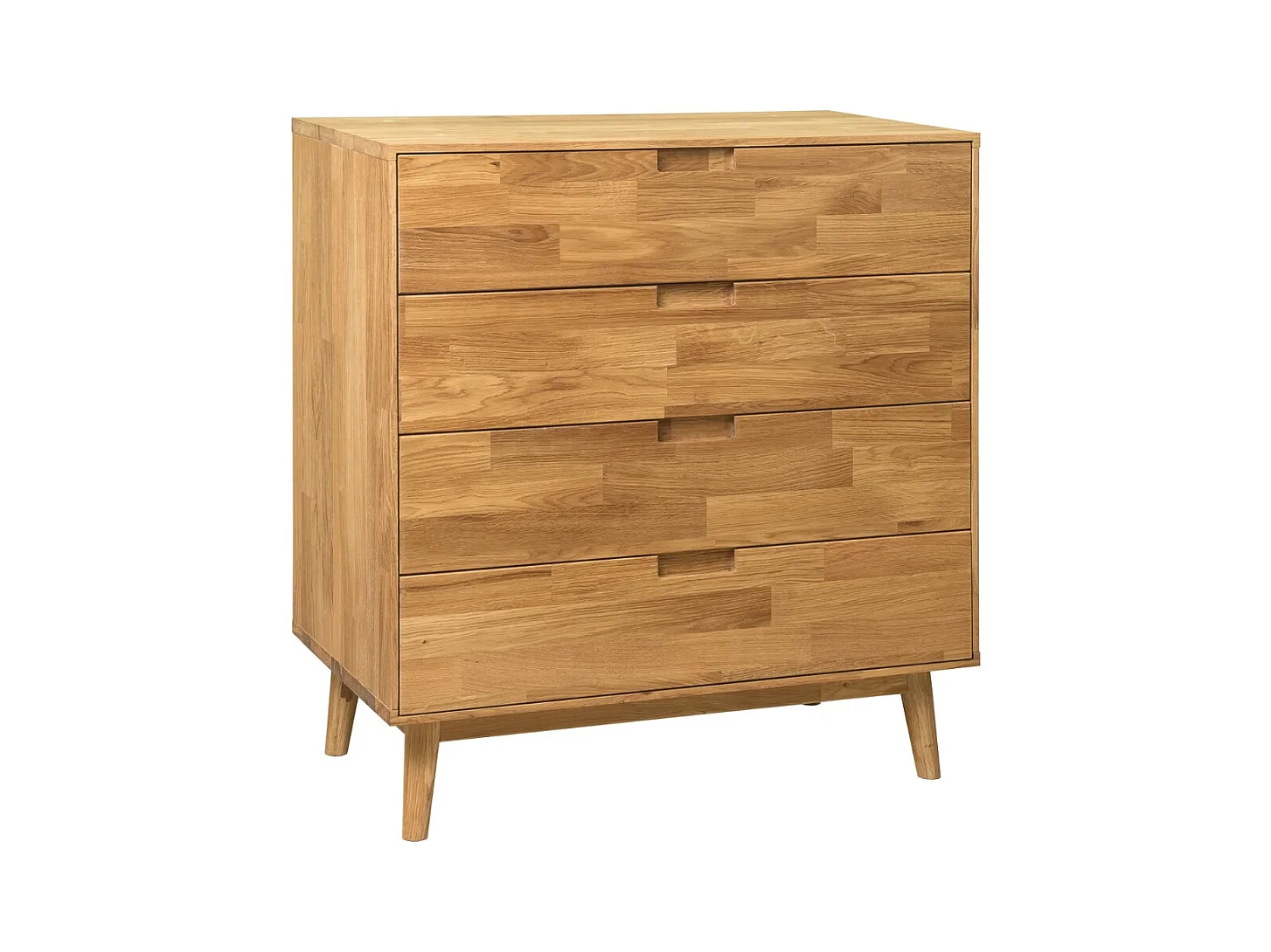Commode en bois de chêne massif 4 tiroirs Kundy 80cm