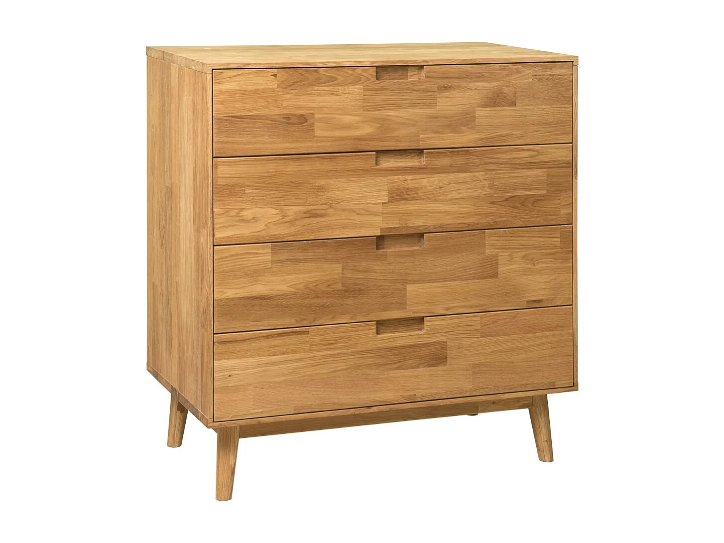 Commode en bois de chêne massif 4 tiroirs Kundy 80cm