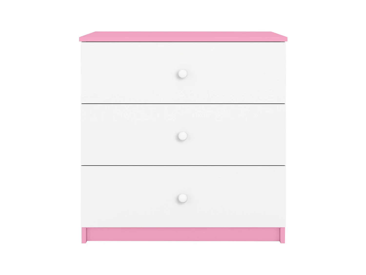 Commode enfant rose et blanche Drimy 80cm
