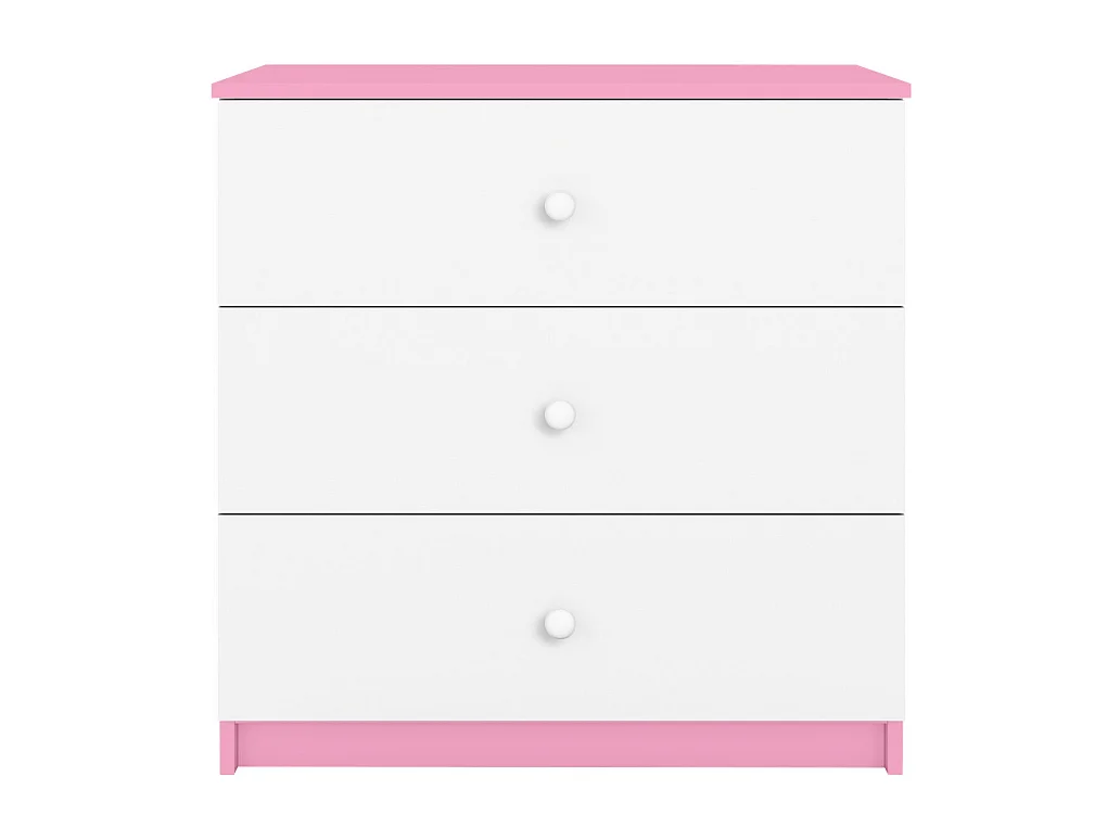 Commode enfant rose et blanche Drimy 80cm