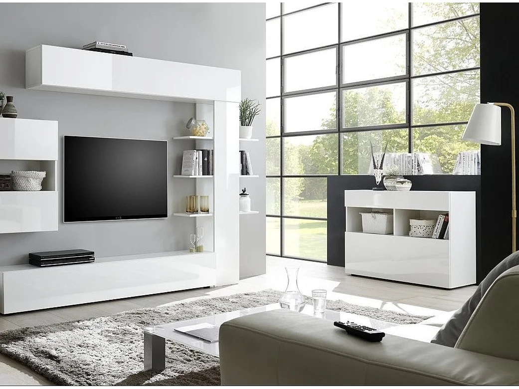 Raia 1-deurs 1-lade ladekast van glanzend wit gelakt hout