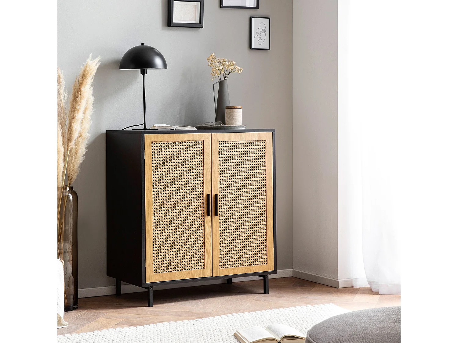 Commode avec Portes Armoire 80x86,5x40 cm Noir Buffet Cabinet Salon