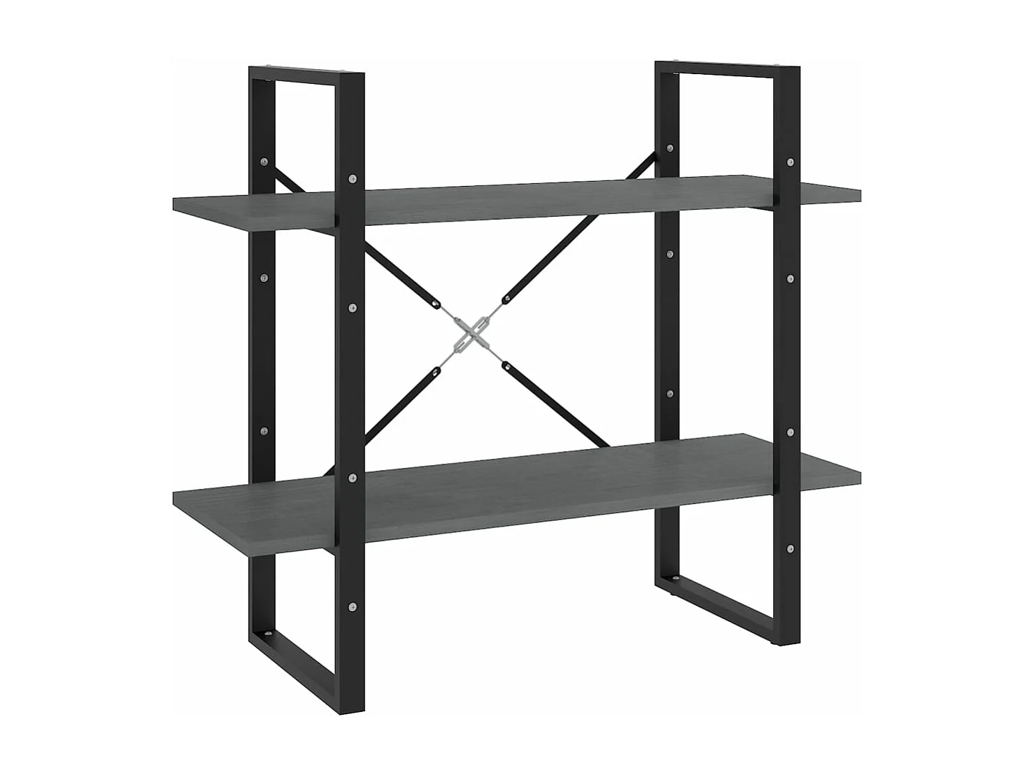 Bibliothèque à 2 niveaux Gris 80x30x70 Bois de pin massif