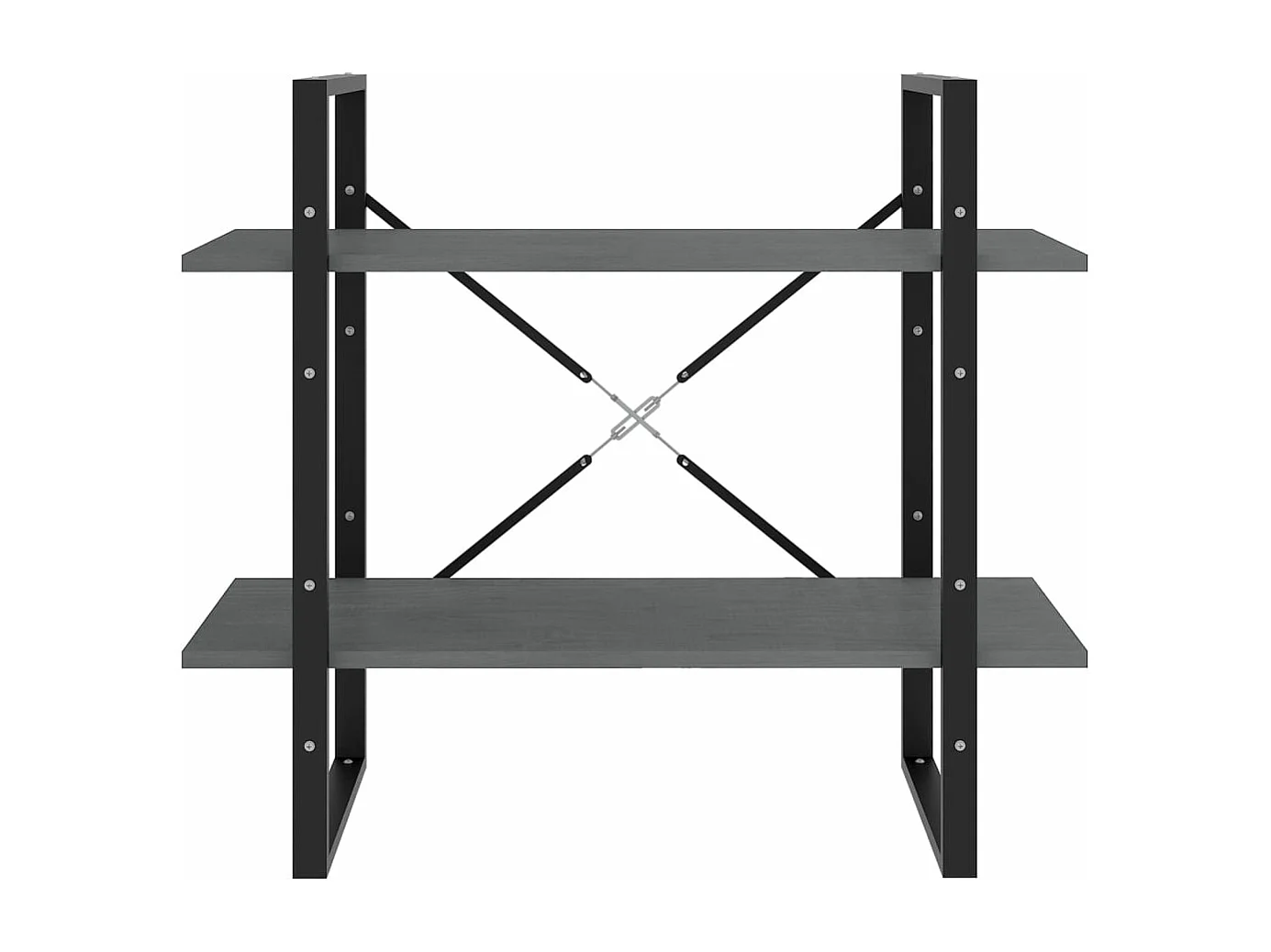 Bibliothèque à 2 niveaux Gris 80x30x70 Bois de pin massif