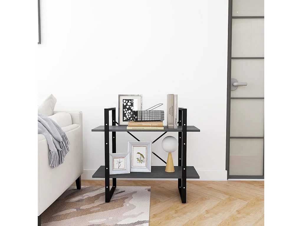 Bibliothèque à 2 niveaux Gris 80x30x70 Bois de pin massif