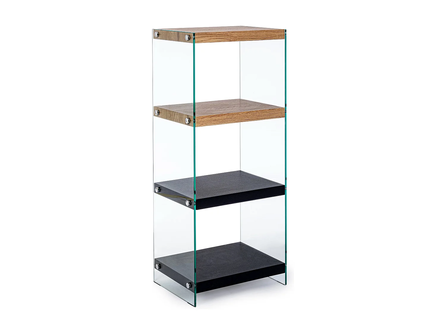 Etagère en MDF et verre trempé 4 niveaux Lina - Lot de 2