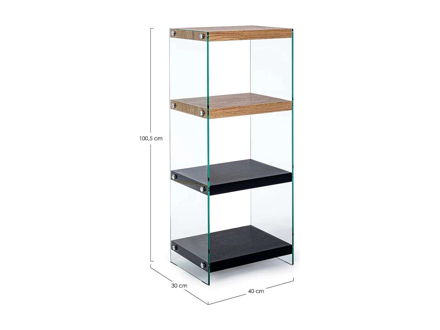 Etagère en MDF et verre trempé 4 niveaux Lina - Lot de 2