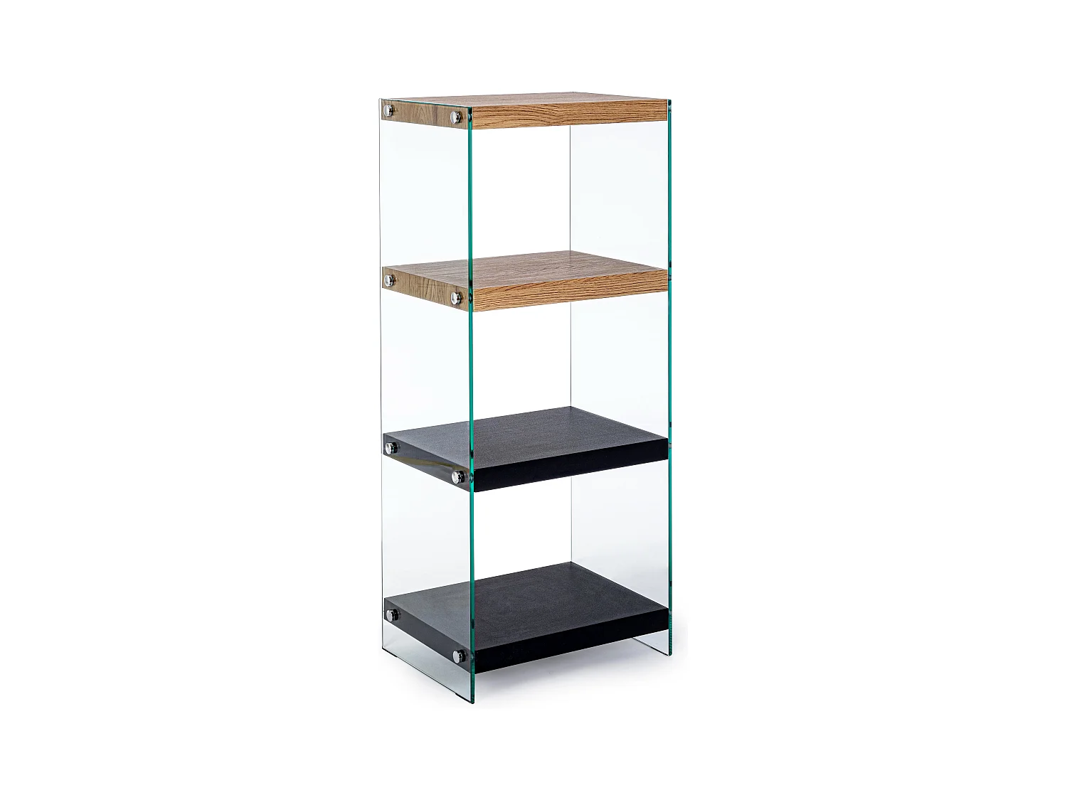 Etagère en MDF et verre trempé 4 niveaux Lina - Lot de 2