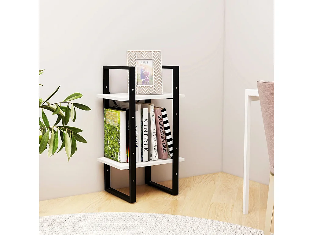 Bibliothèque à 2 niveaux Blanc 40x30x70 Bois de pin massif