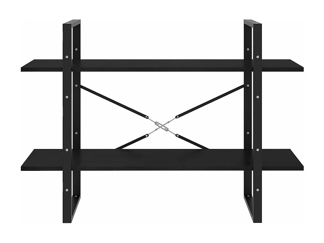 Bibliothèque à 2 niveaux Noir 100x30x70 Bois de pin massif