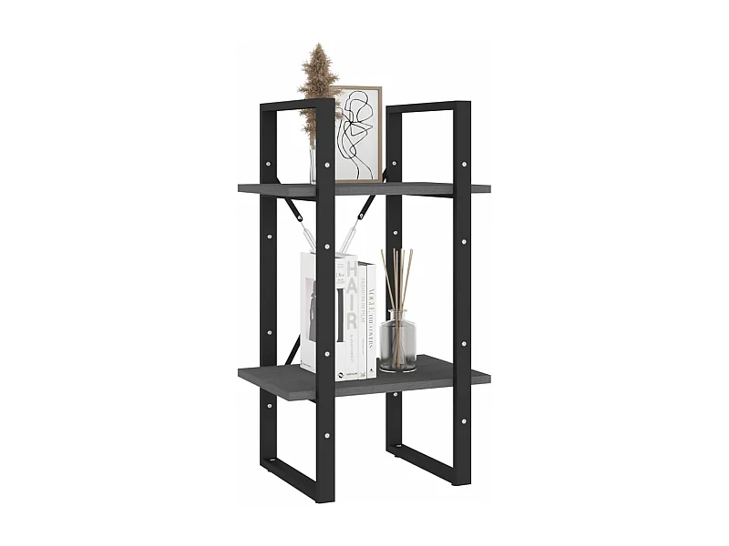 Bibliothèque à 2 niveaux Gris 40x30x70 Bois de pin massif