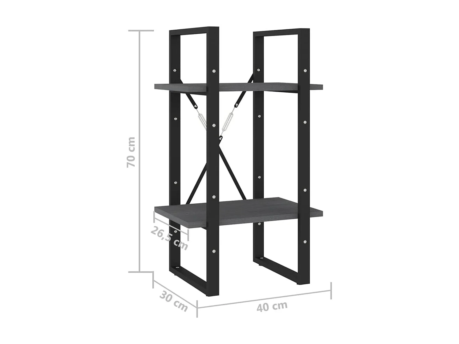 Bibliothèque à 2 niveaux Gris 40x30x70 Bois de pin massif
