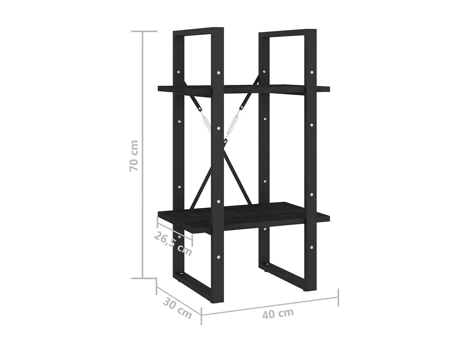 Bibliothèque à 2 niveaux Noir 40x30x70 Bois de pin massif