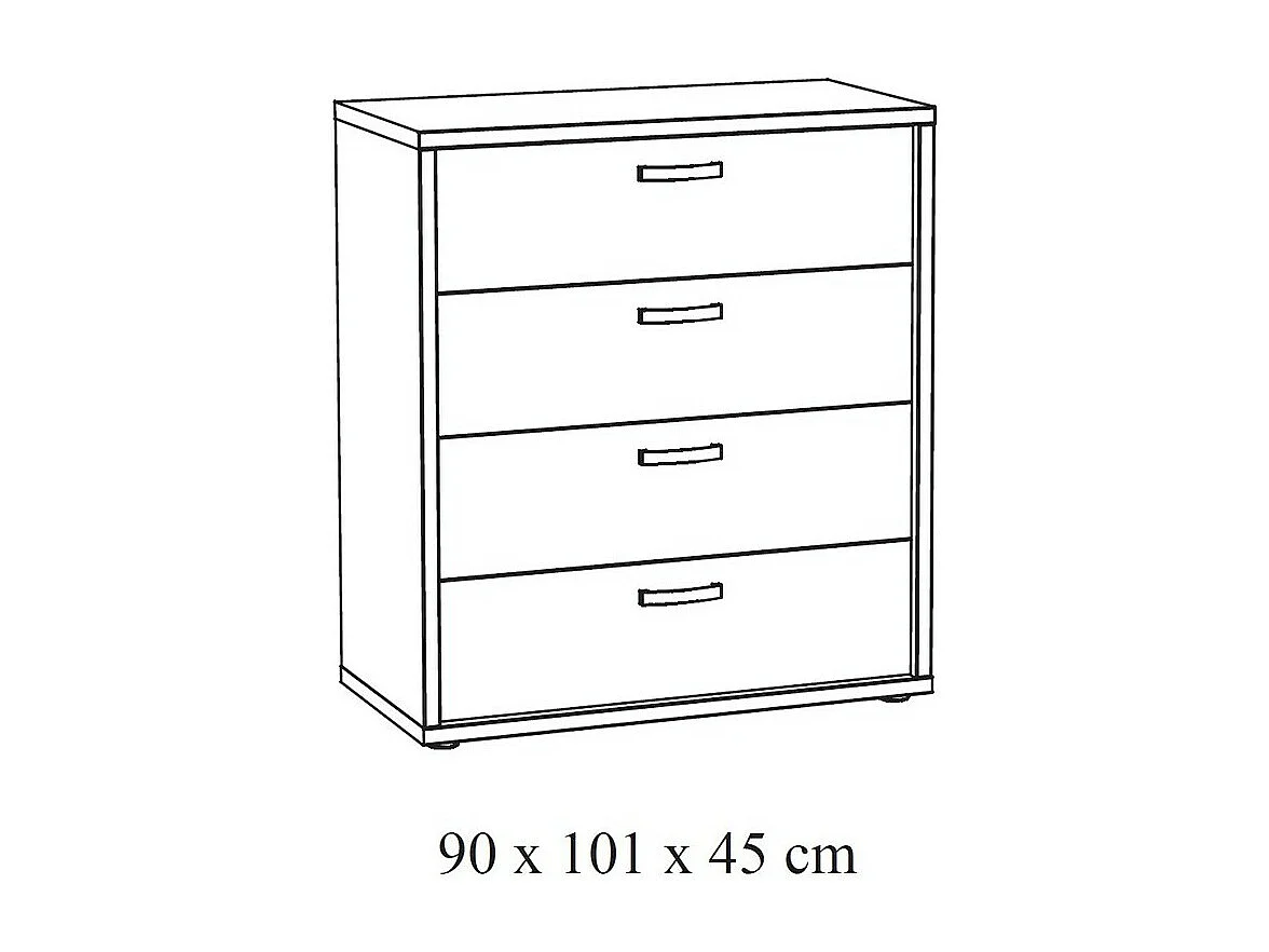 Commode OLVENA – 3 tiroirs avec module 3 étagères blanc effet bois