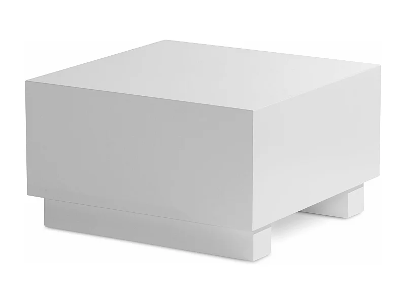 Table Basse 60 cm Blanc Brilliant Petite Table de Salon Carrée Moderne