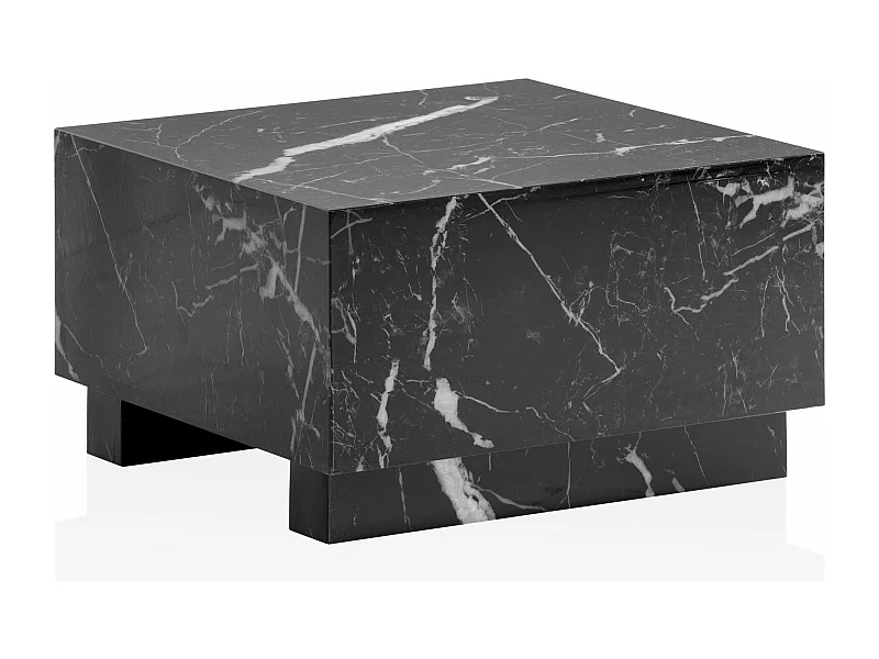 Table Basse Aspect Marbre 60 cm Table de Salon Carrée Moderne Brilliant
