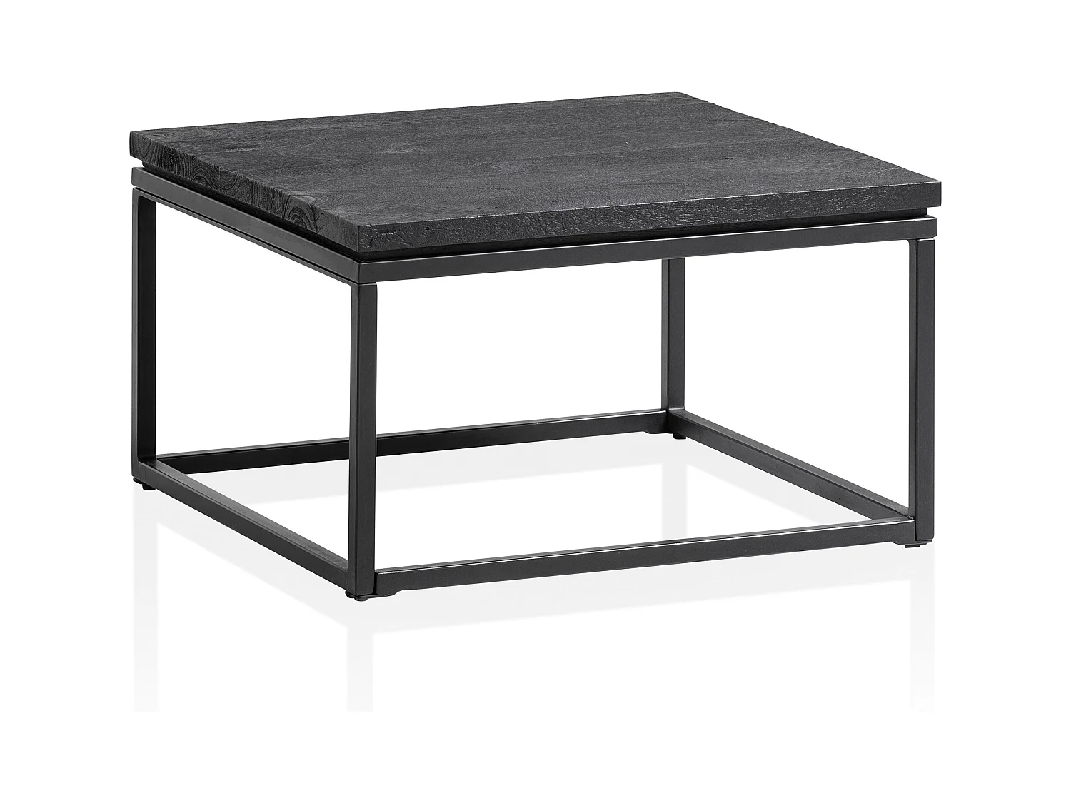 Table Basse Bois Massif Metal Noir Design Table de Canapé Salon Moderne