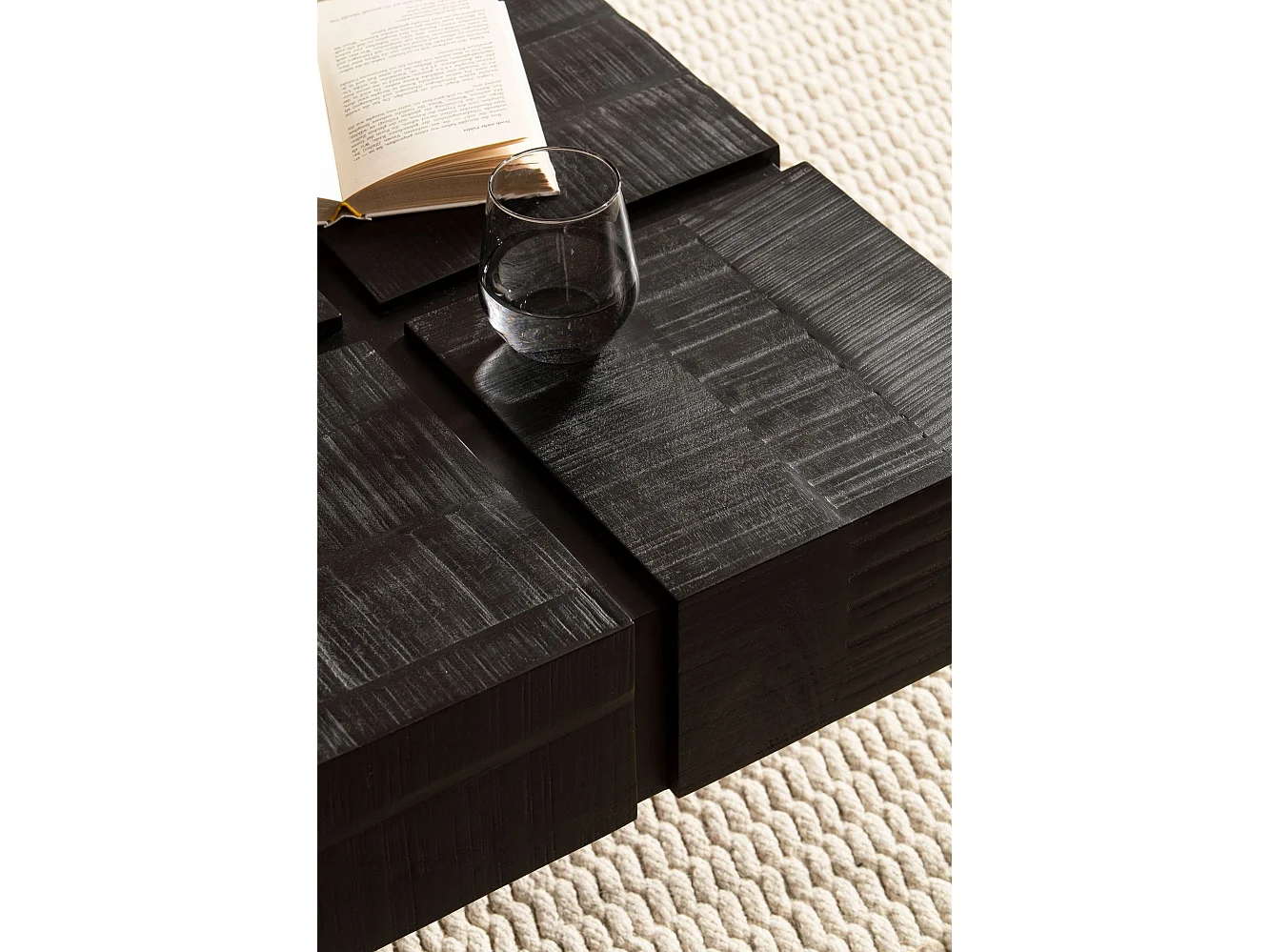 Table Basse Carrée Bois Massif Métal 60x60x40 cm Table Salon Moderne