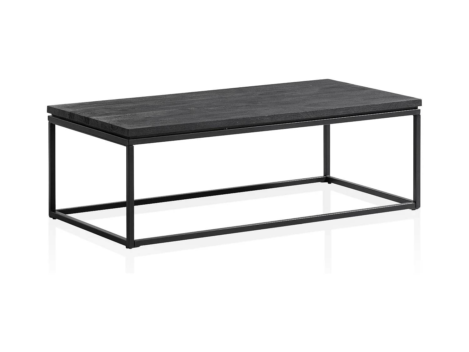 Table Basse Bois Massif Metal Noir Design Table de Canapé Salon Moderne