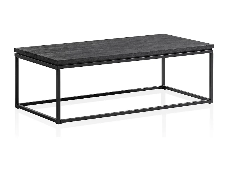 Table Basse Bois Massif Metal Noir Design Table de Canapé Salon Moderne