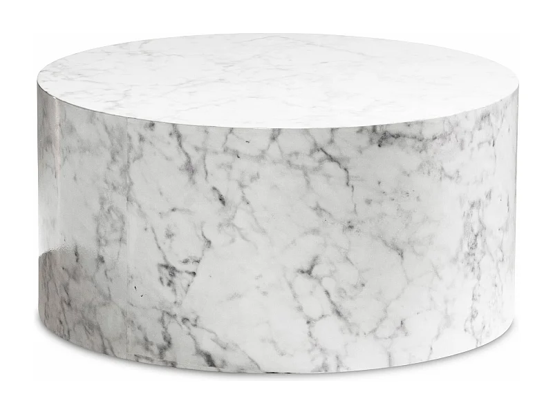 Table Basse Aspect Marbre 60 cm Table de Salon Ronde Moderne Brilliant
