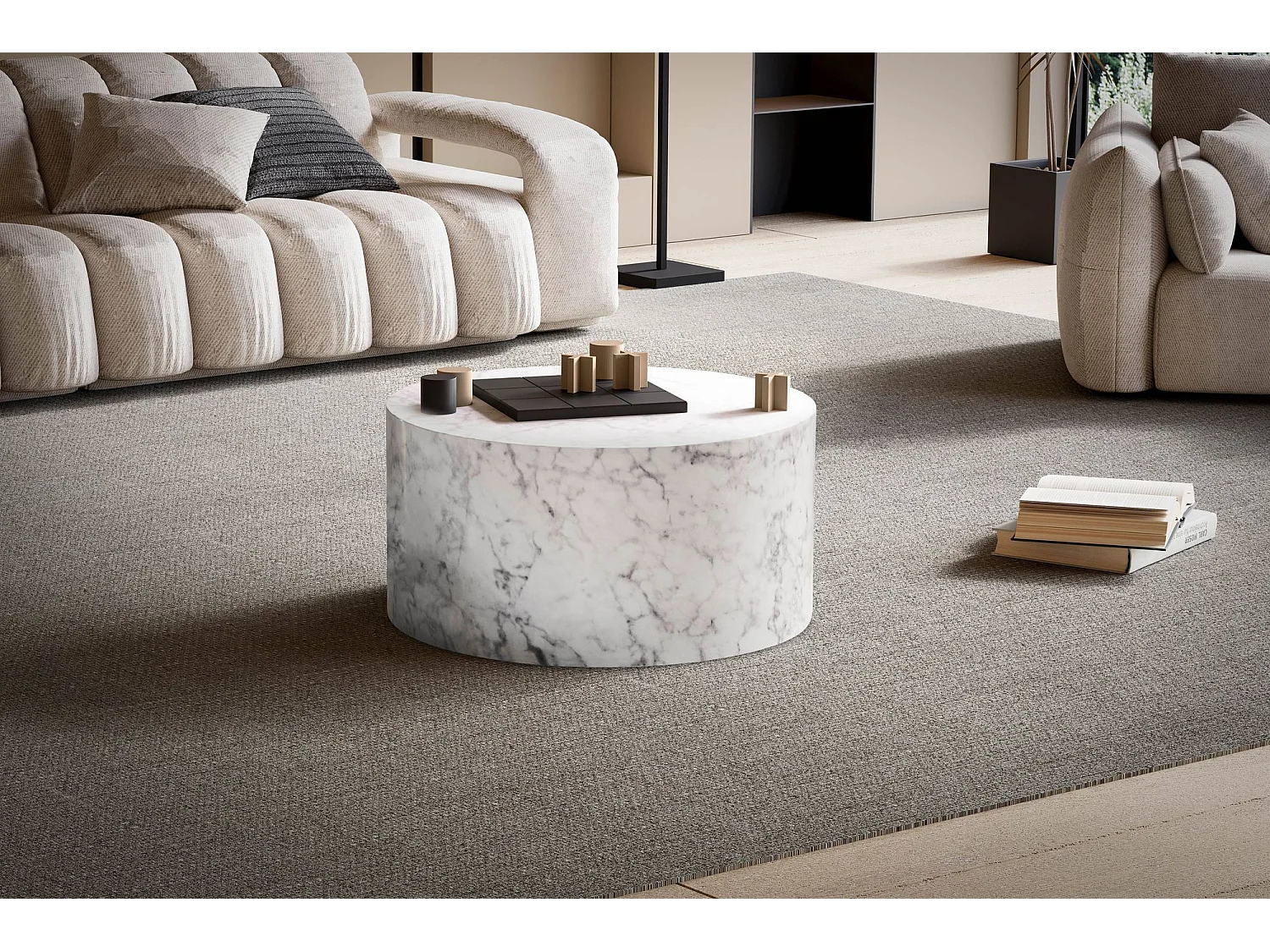 Table Basse Aspect Marbre 60 cm Table de Salon Ronde Moderne Brilliant