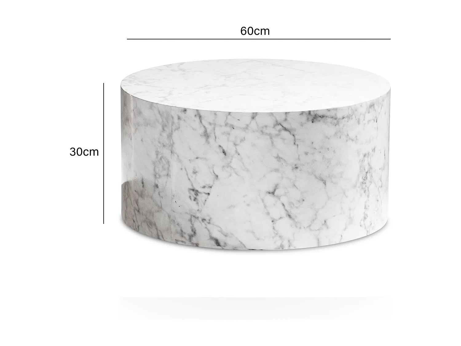 Table Basse Aspect Marbre 60 cm Table de Salon Ronde Moderne Brilliant