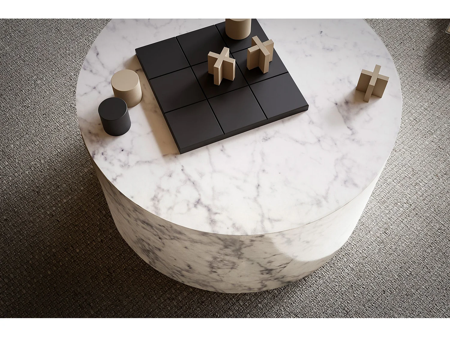 Table Basse Aspect Marbre 60 cm Table de Salon Ronde Moderne Brilliant