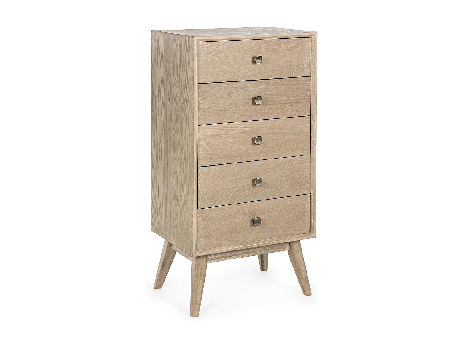 Chiffonnier 5 tiroirs en bois de frêne naturel Yanky 48cm