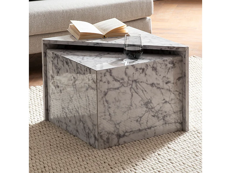 Tables Gigognes MONOBLOC Table d'appoint Basse Moderne Lot 2 Brilliant