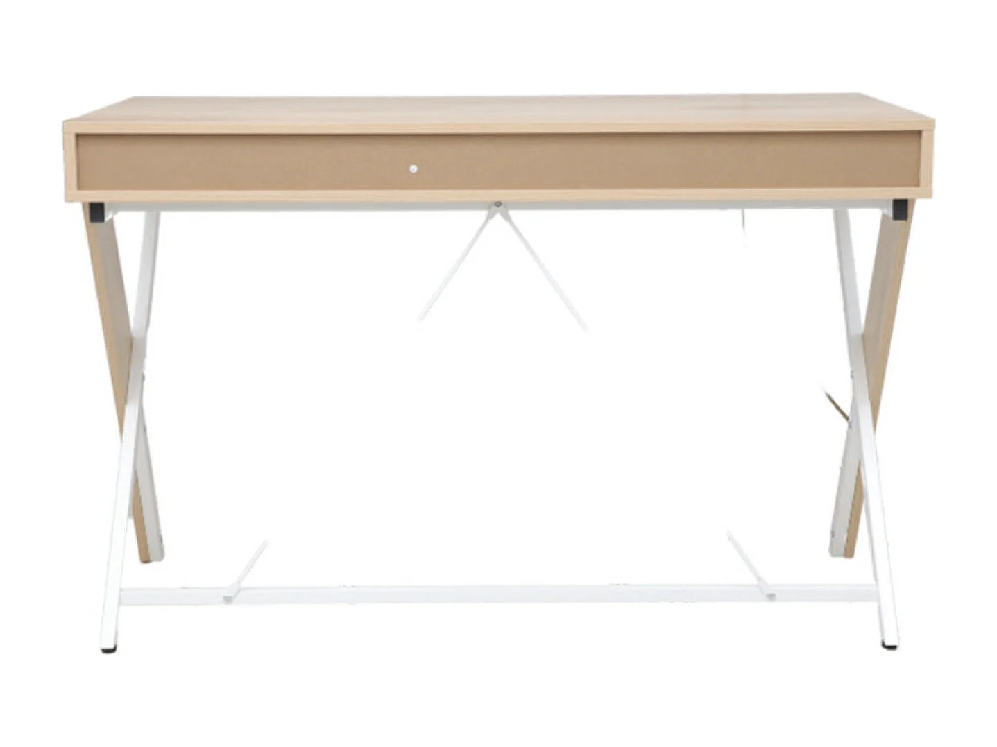 Bureau scandinave bois naturel et métal blanc Kiva 120cm