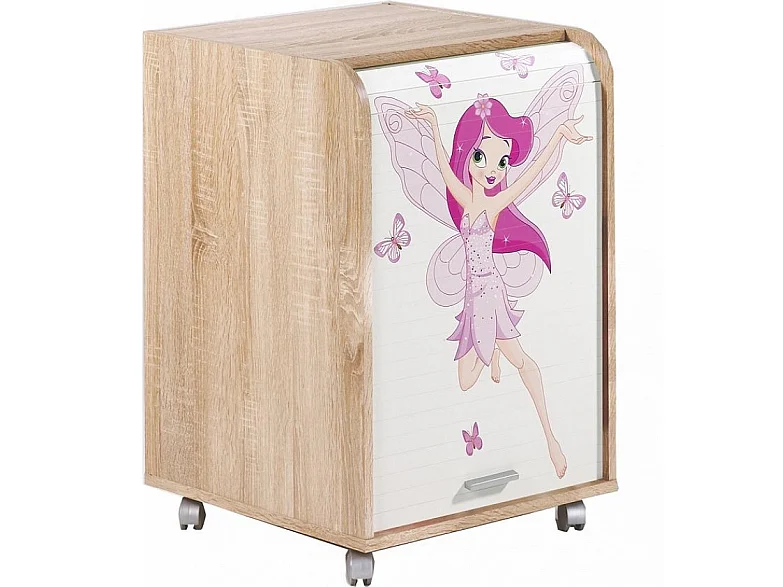 Caisson de bureau à rideau ORGA 70cm chêne clair-Façade Impression fée