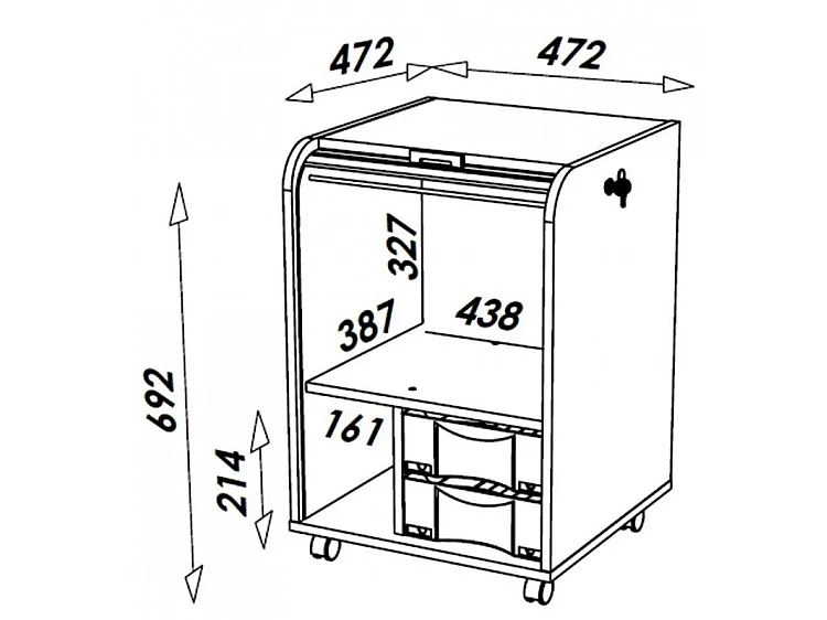 Caisson de bureau à rideau ORGA 70cm chêne clair-Façade Impression fée