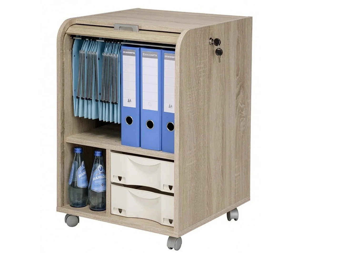 Caisson de bureau à rideau ORGA 70cm chêne clair-Façade Impression fée