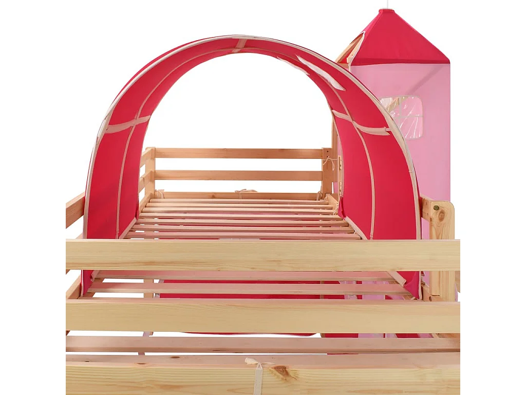 Lit mezzanine d'enfants avec toboggan et échelle Pin 208x230