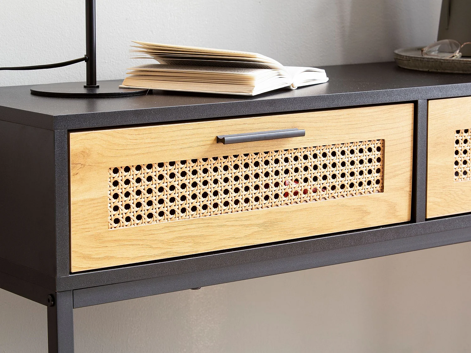 Table Console Noir 100 cm Table d'ordinateur Table du Couloir Tiroirs