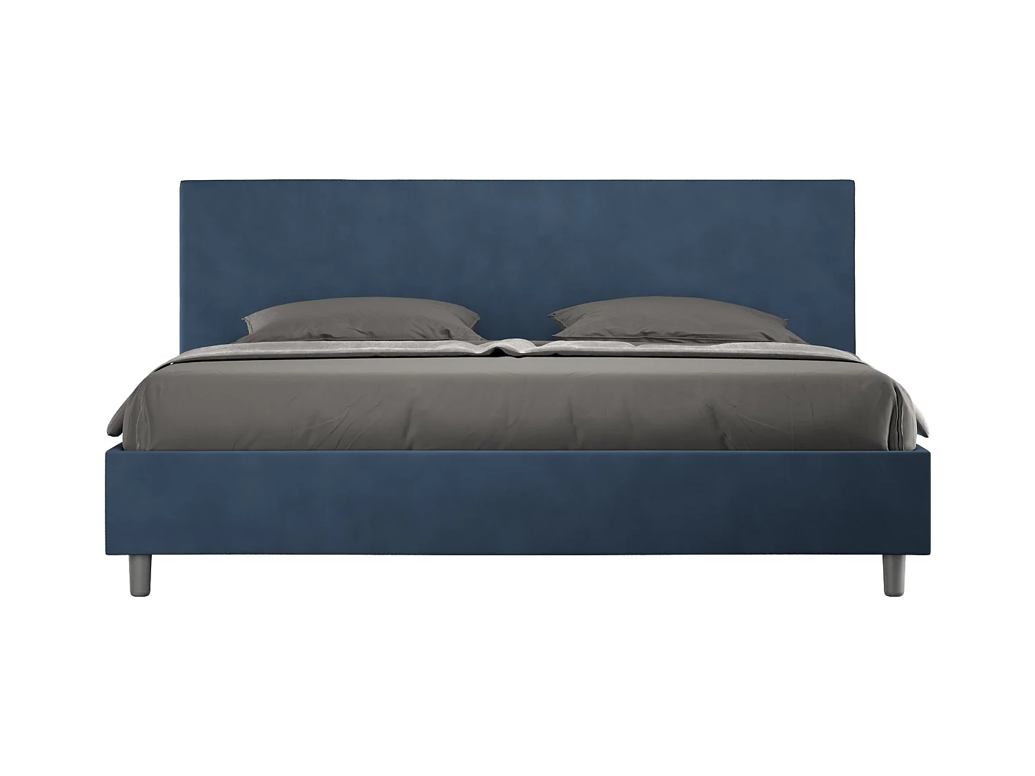 Lit adulte moderne microfibre Adelyne-Couleur Bleu marine-200x200-Option Avec sommier