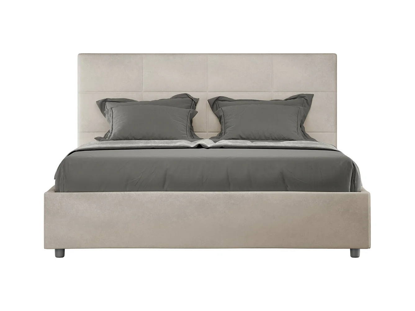 Cama tapizada de microfibra Mira-Color ribete verde crudo-Ropa de cama 120x190 cm-Opción Con base y sin caja