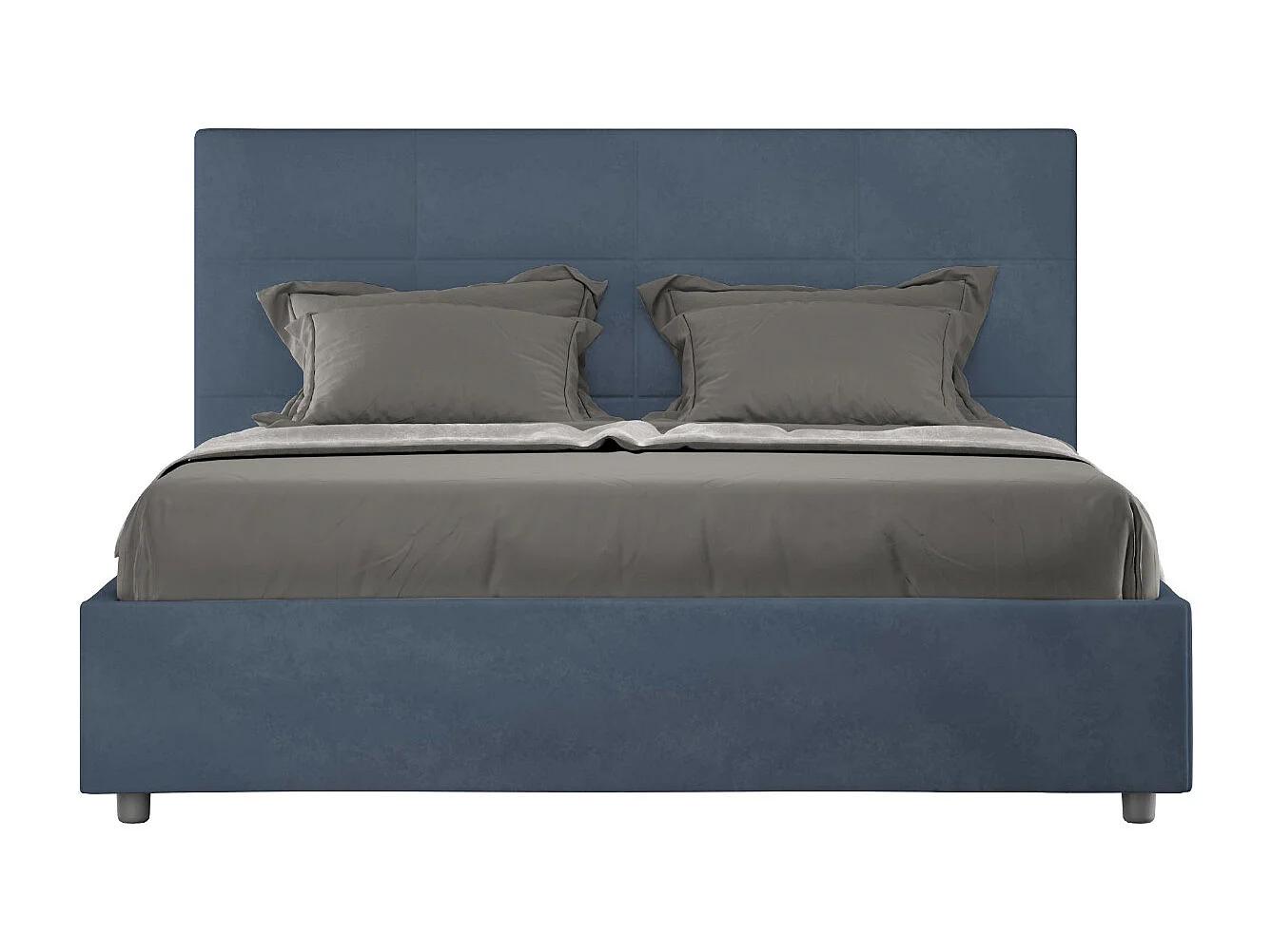 Cama tapizada de microfibra Mira-Color Azul oscuro-Ropa de cama 160x200 cm-Opción Con base y sin caja