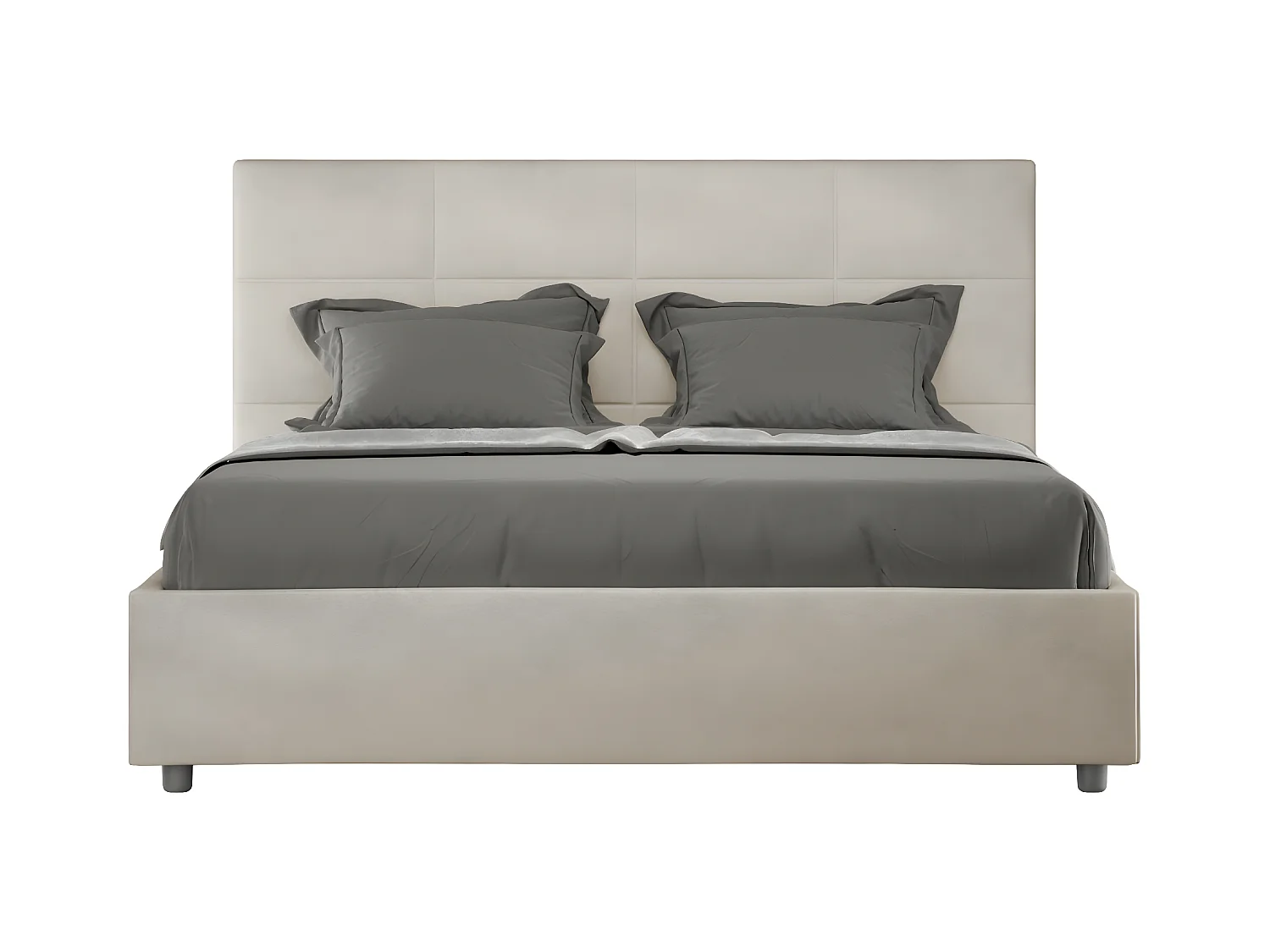 Mira microvezel gestoffeerd bed-Kleur Beige-Slapen 140x190cm-Keuze Met kofferbak