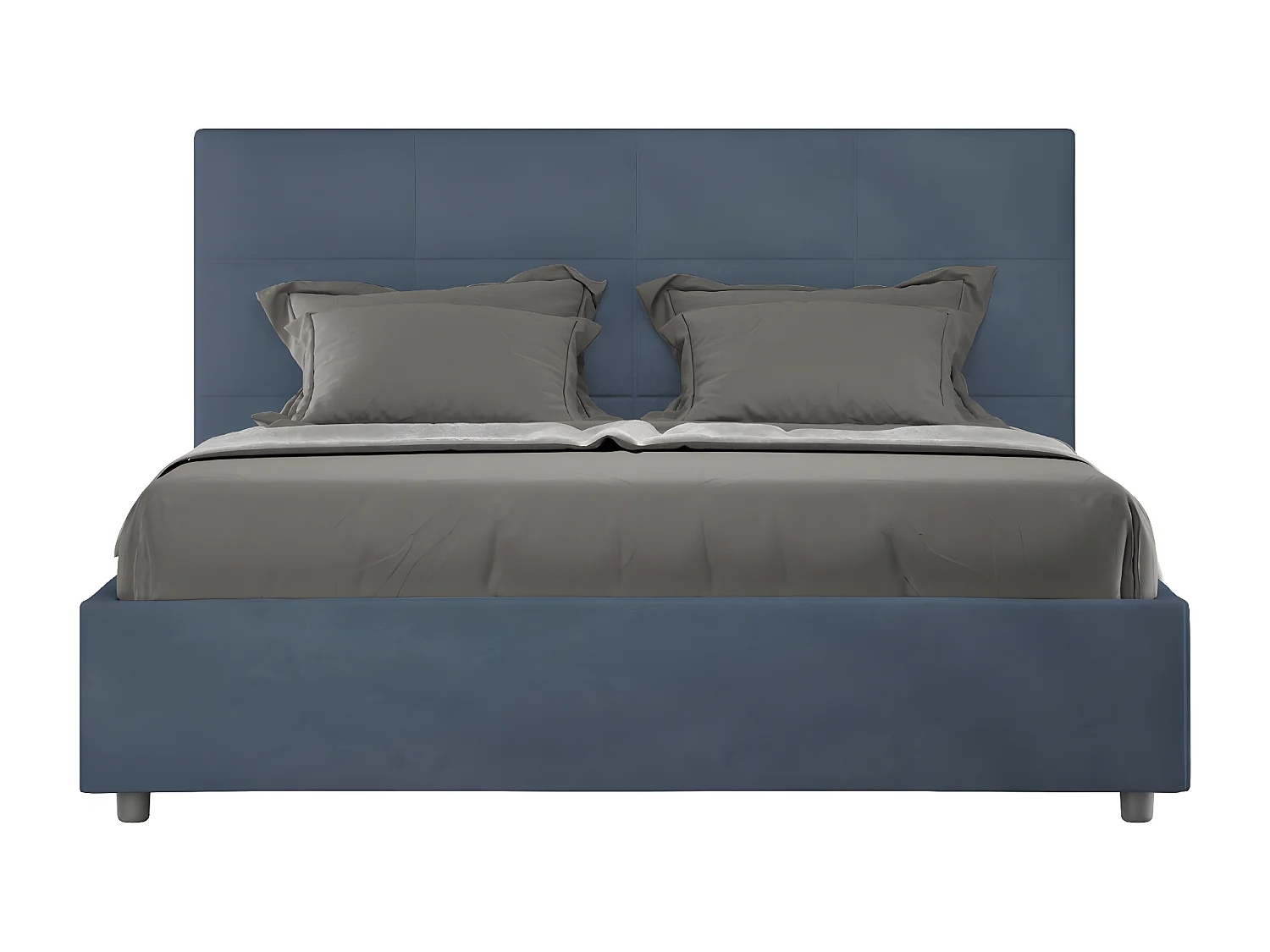 Lit capitonné microfibre Mira-Couleur Bleu foncé-140x200