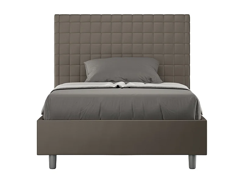 Letto senza rete imbottito 90x190 similpelle cappuccino Sunny